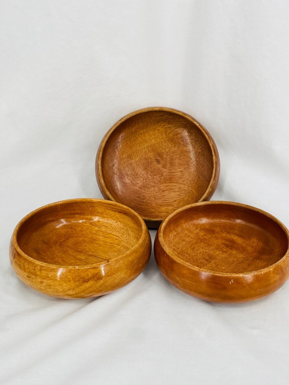 Vintage 1980s Handmade Wooden Salad Bowls